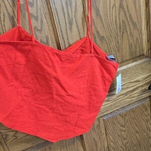 A New Day Red Asymmetrical Crop Camisole